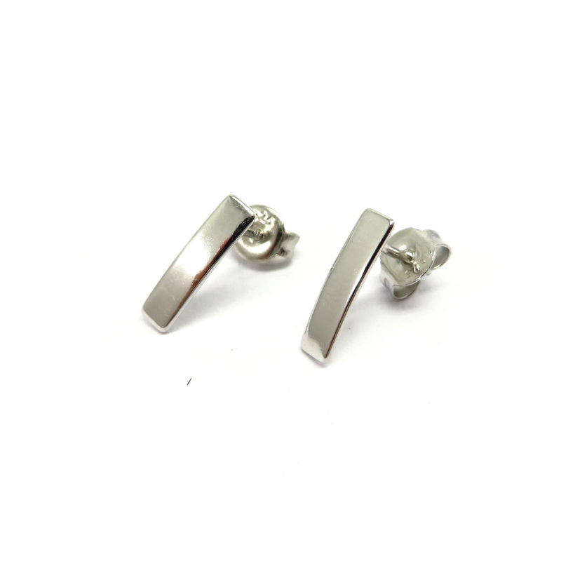 Vertical Bar Sterling Silver Stud Earrings