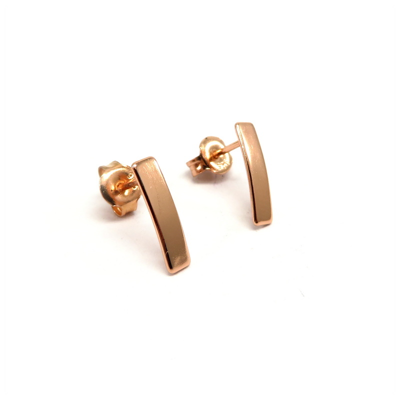 Vertical Bar Rose Gold Plated Sterling Silver Stud Earrings