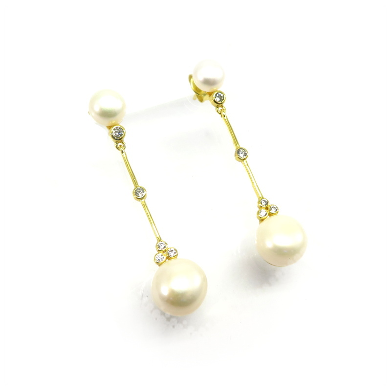 Freshwater Pearl Gold Plated Sterling Silver Earrings