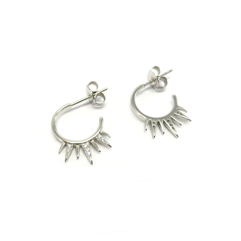 Spike Sterling Silver Hoop Earrings