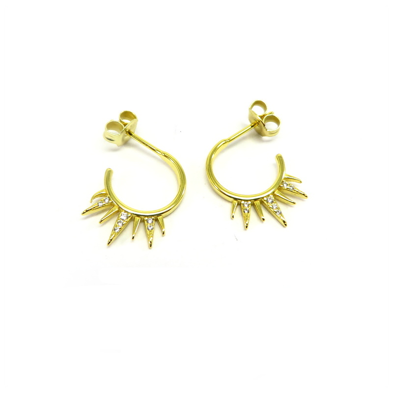 Spike Gold Plated Sterling Silver Hoop Earrings