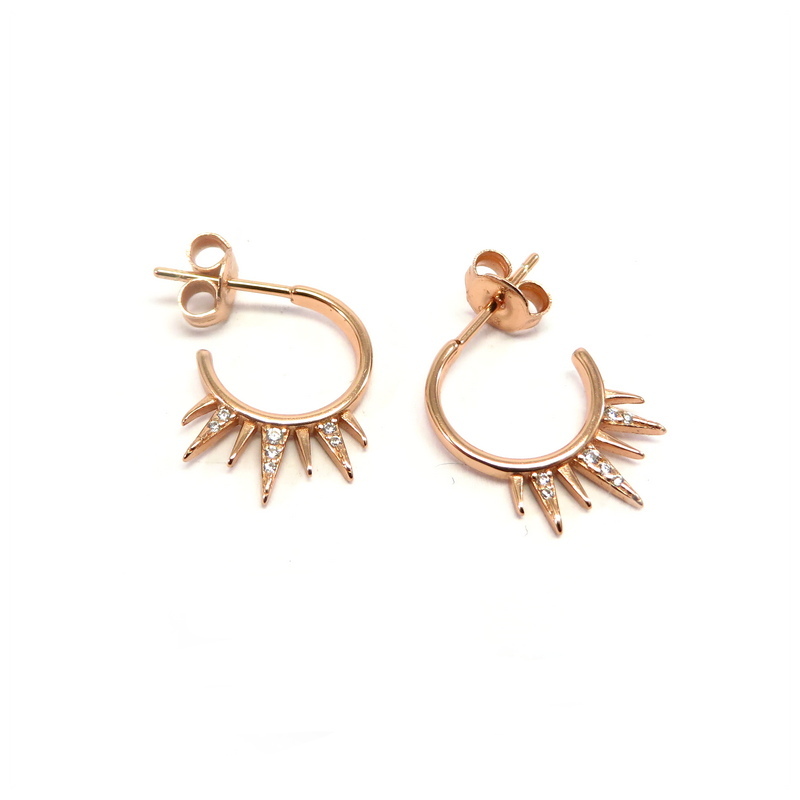 Spike Rose Gold Plated Sterling Silver Hoop Earrings