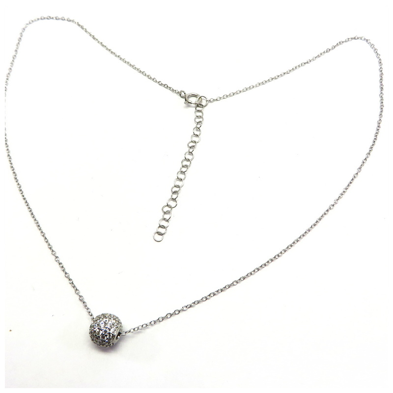 Cubic Zirconia Ball Sterling Silver Necklace