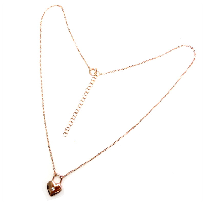 Heart Rose Gold Plated Sterling Silver Necklace