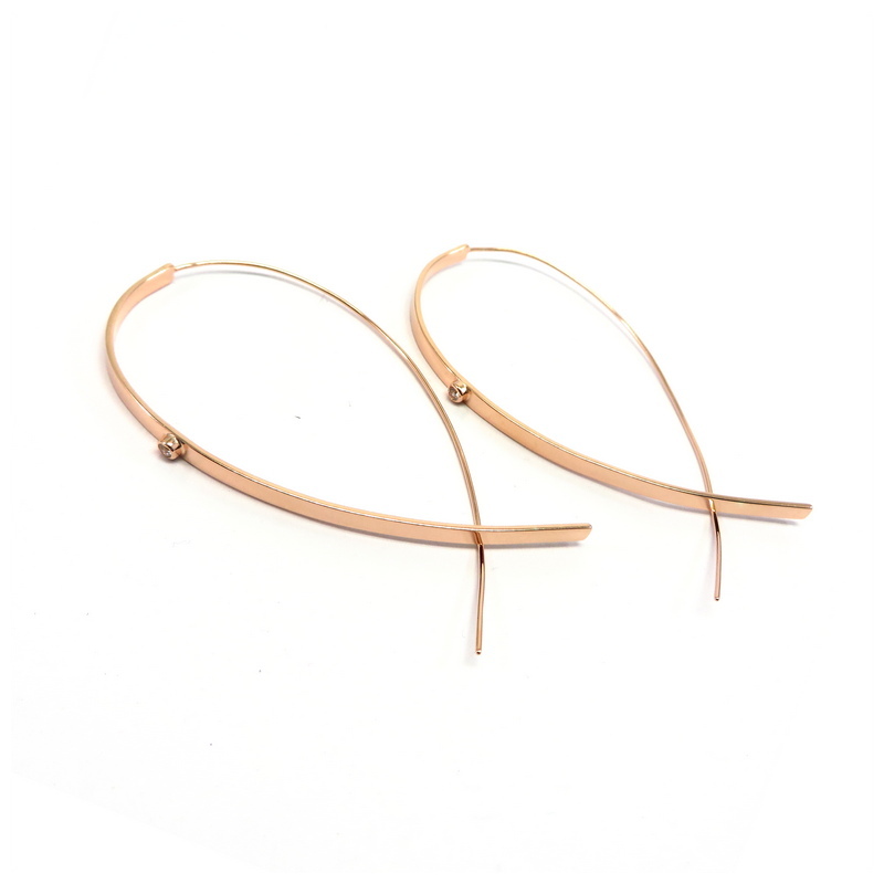 Pull Through Rose Gold Sterling Silver Earrings