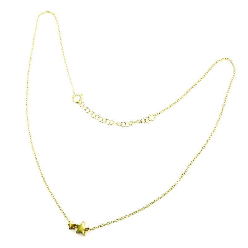 Two Stars Gold Plated Sterling Silver Necklace