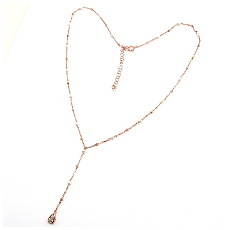 Freshwater Pearl Rose Gold Plated Sterling Silver Necklace