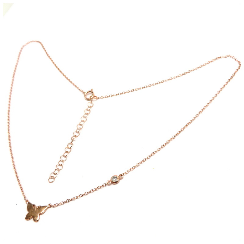 Butterfly Rose Gold Plated Sterling Silver Necklace