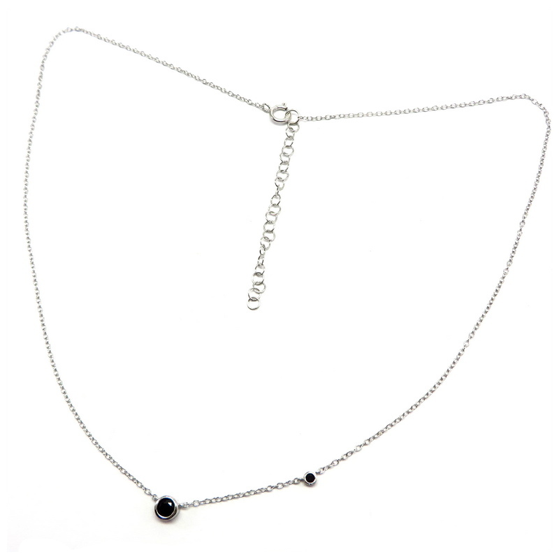Black Cubic Zirconia Sterling Silver Necklace