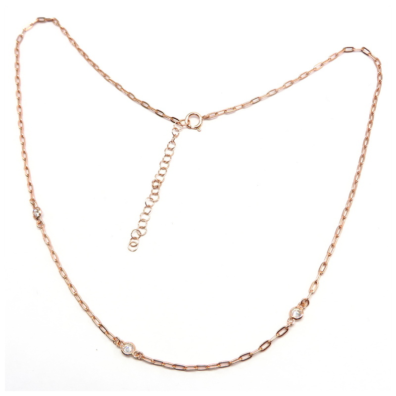 Chunky Rose Gold Plated Cubic Zirconia Sterling Silver Necklace