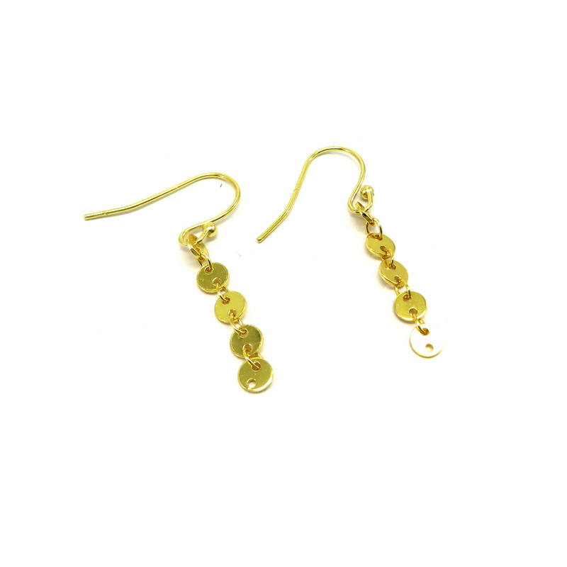 Disc Gold Plated Sterling Silver Hook Earrings