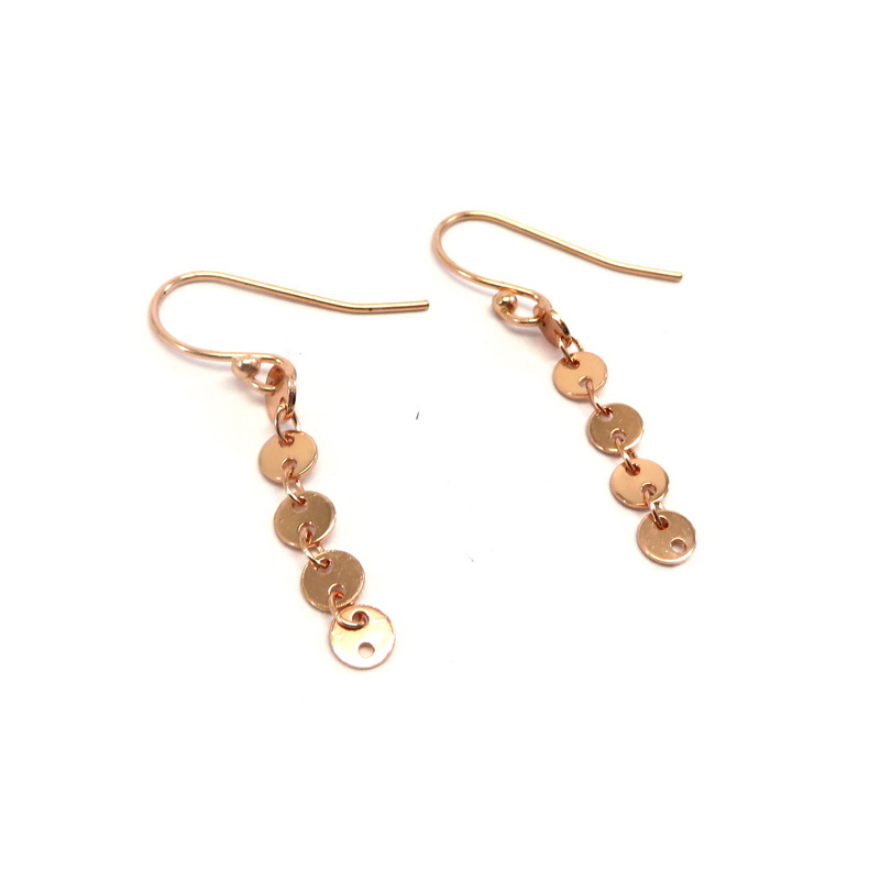 Disc Rose Gold Plated Sterling Silver Hook Earrings