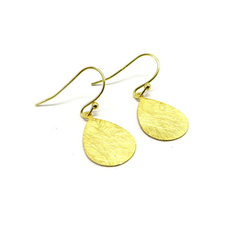Disc Gold Plated Sterling Silver  Hook Earrings