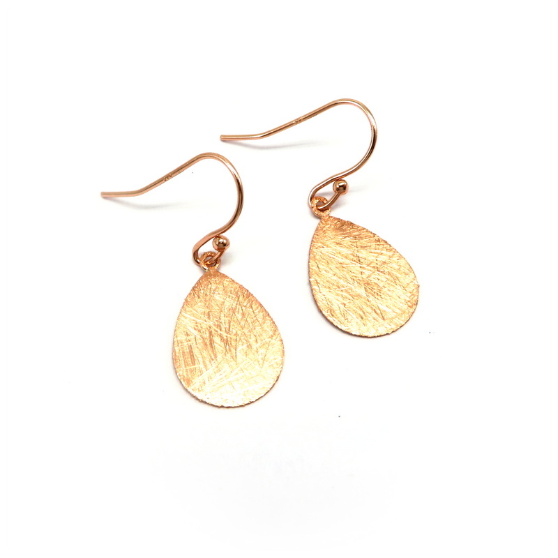 Disc Rose Gold Plated Sterling Silver Hook Earrings