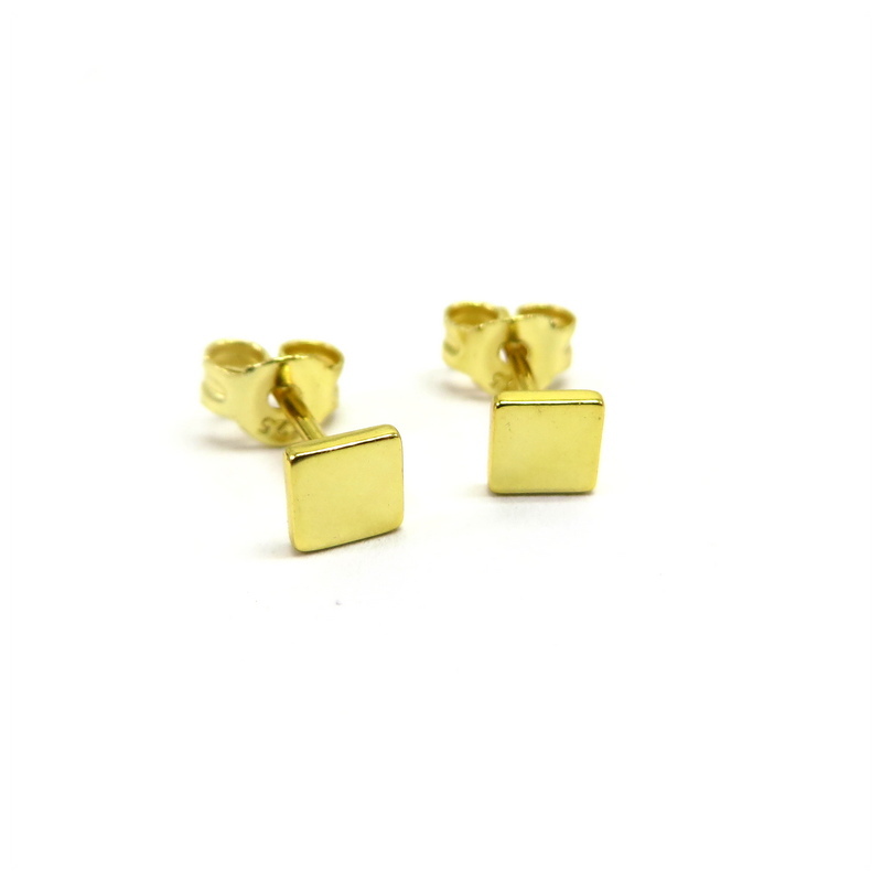 Square Gold Plated Sterling Silver Stud Earrings