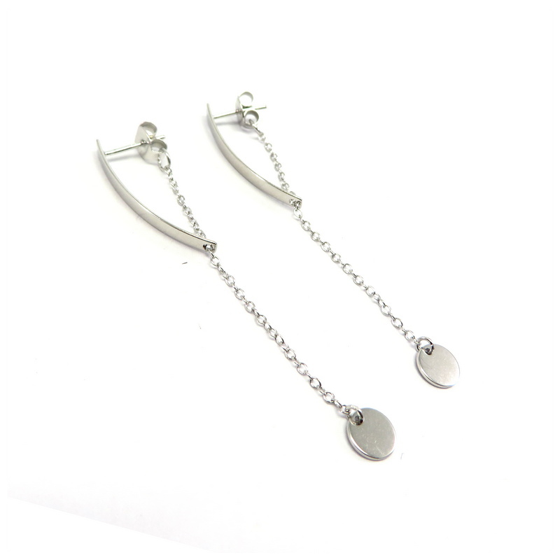 Thread-Through Bar Sterling Silver Earrings