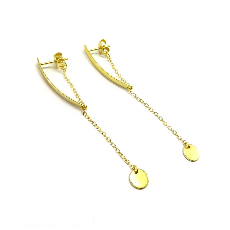Thread-Through Bar Gold Plated Sterling Silver Earrings