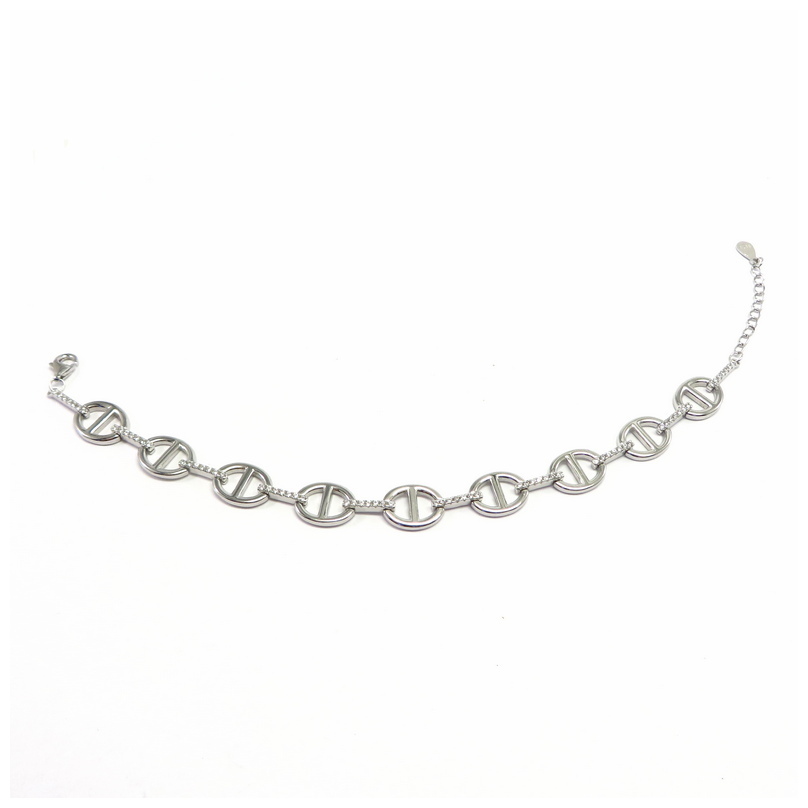 Buckle Cubic Zirconia Sterling Silver Bracelet