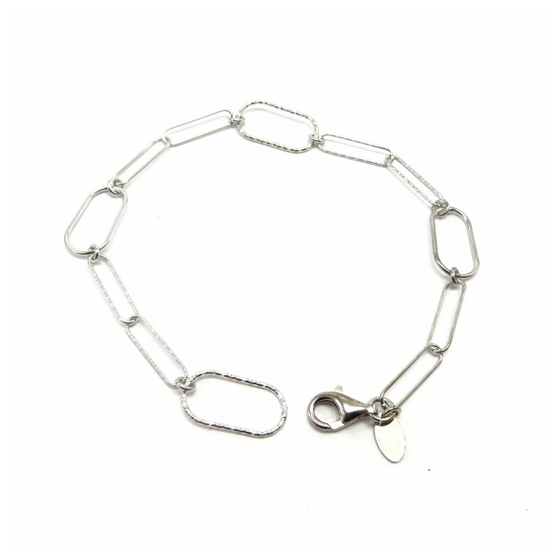 Glittery Chain Sterling Silver Bracelet