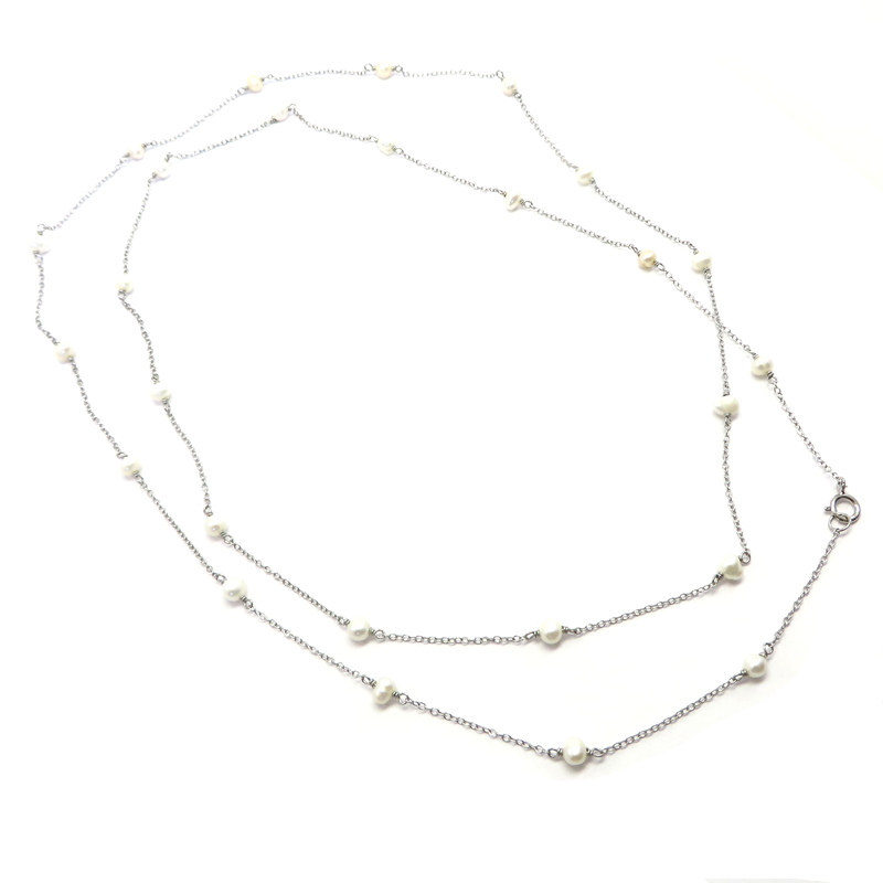Freshwater Pearl Chain Necklace Sterling Silver