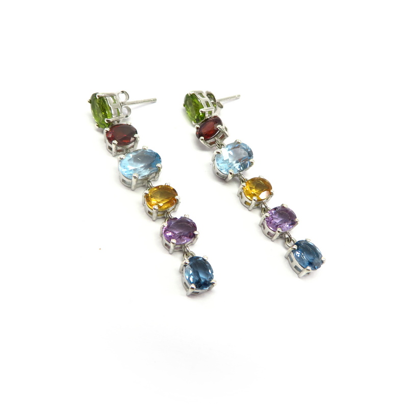 Gemstones Earrings Set in Sterling Silver