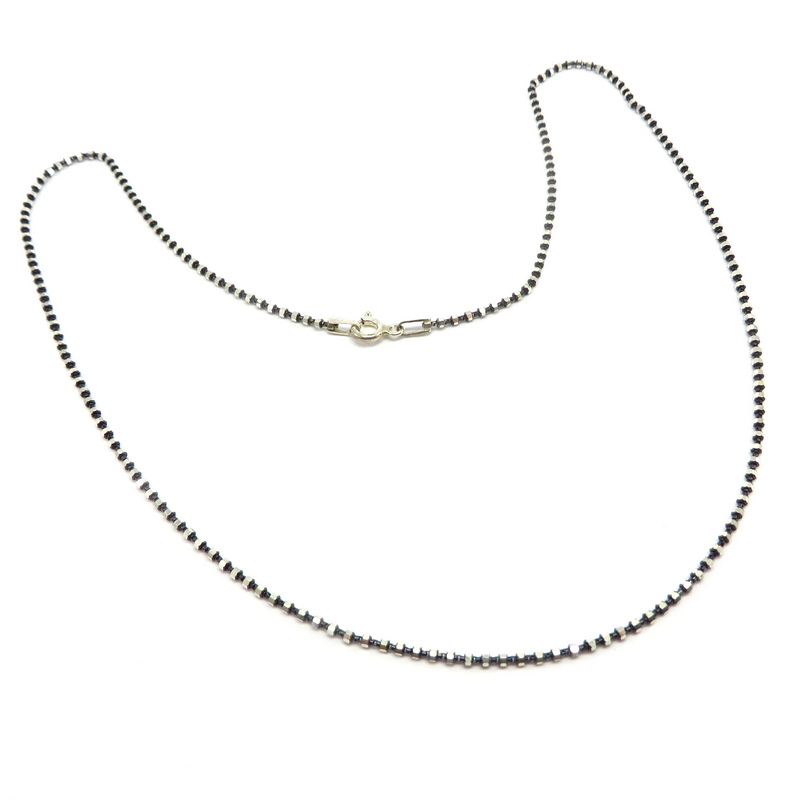 Diamond Cut Ball Oxidized Sterling Silver Chain