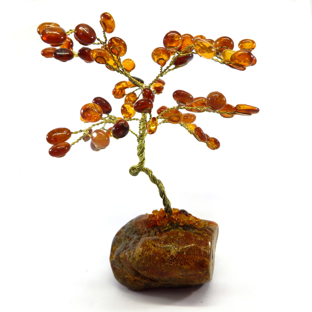Amber Leaf Tree on Solid Amber Base