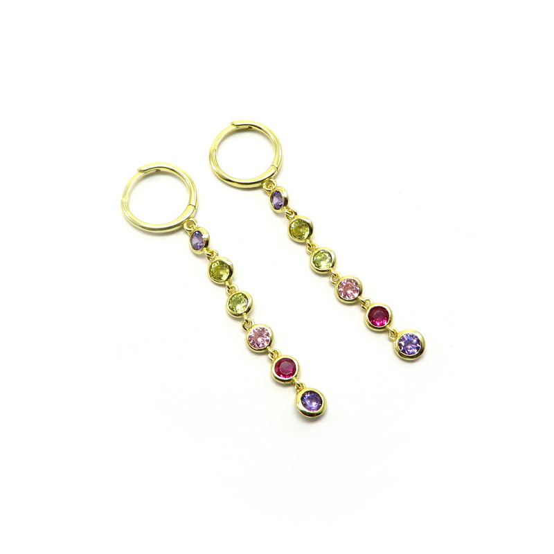 Gold Plated Closed Hoop Silver Earrings with Cubic Zirconia