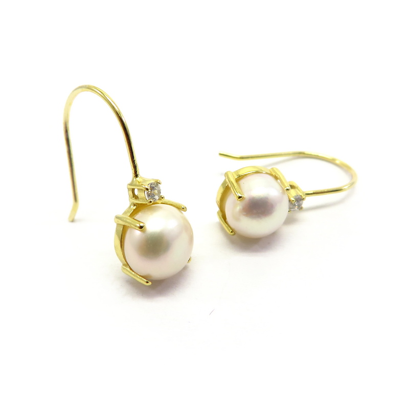 Freshwater Pearl Gold Plated Silver Earrings