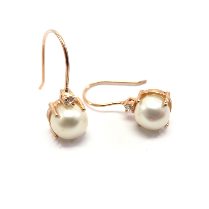Freshwater Pearl Rose Gold Plated Silver Earrings