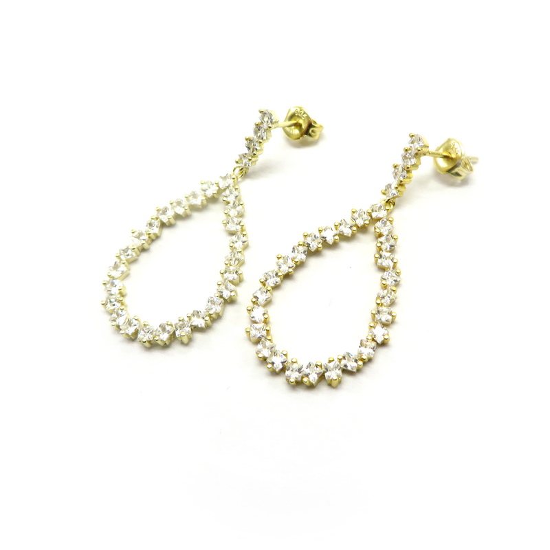 Gold Plated Cut-Out Teardrop Silver Earrings