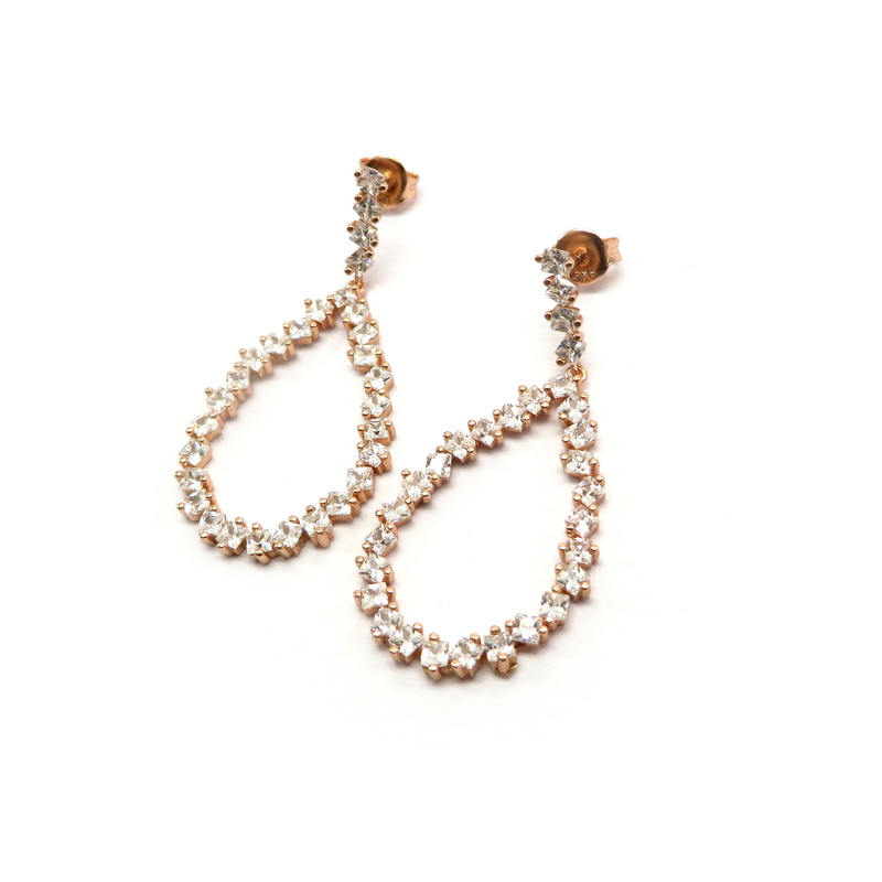 Rose Gold Plated Silver Earrings with Cubic Zirconia