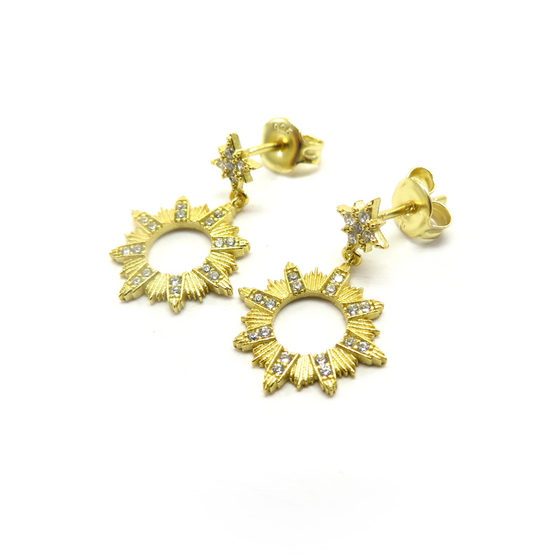 Gold Plated Silver Earrings with Cubic Zirconia