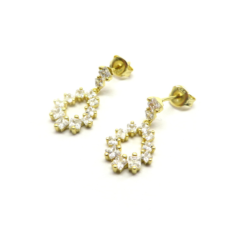Gold Plated Silver Earrings with Cubic Zirconia