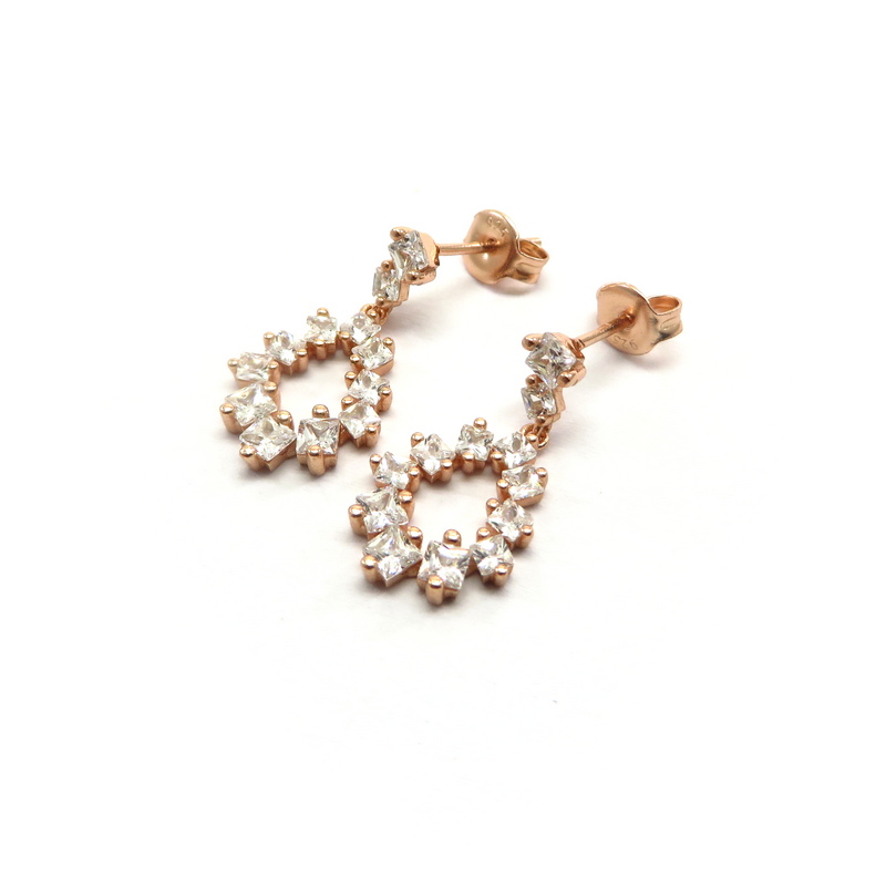 Rose Gold Plated Dangle Silver Earrings