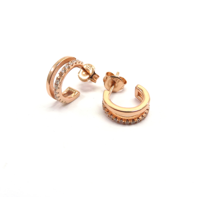 Rose Gold Plated Double Hoop Earrings