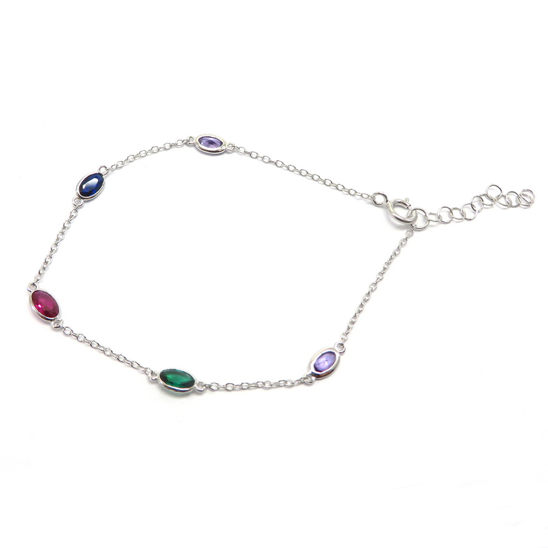 Silver Chain Bracelet with Cubic Zirconia