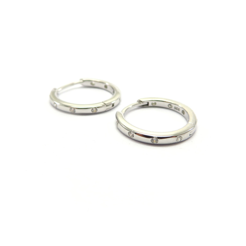 Silver Hoop Earrings with Cubic Zirconia