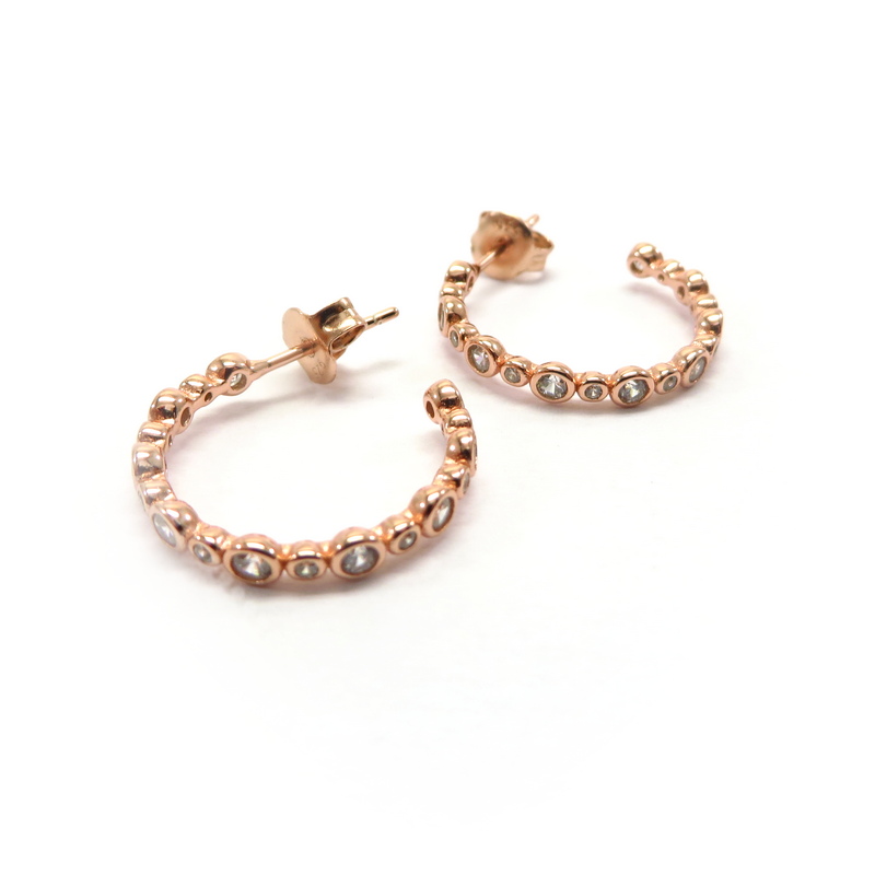Dazzling Rose Gold Plated Sterling Silver Hoops