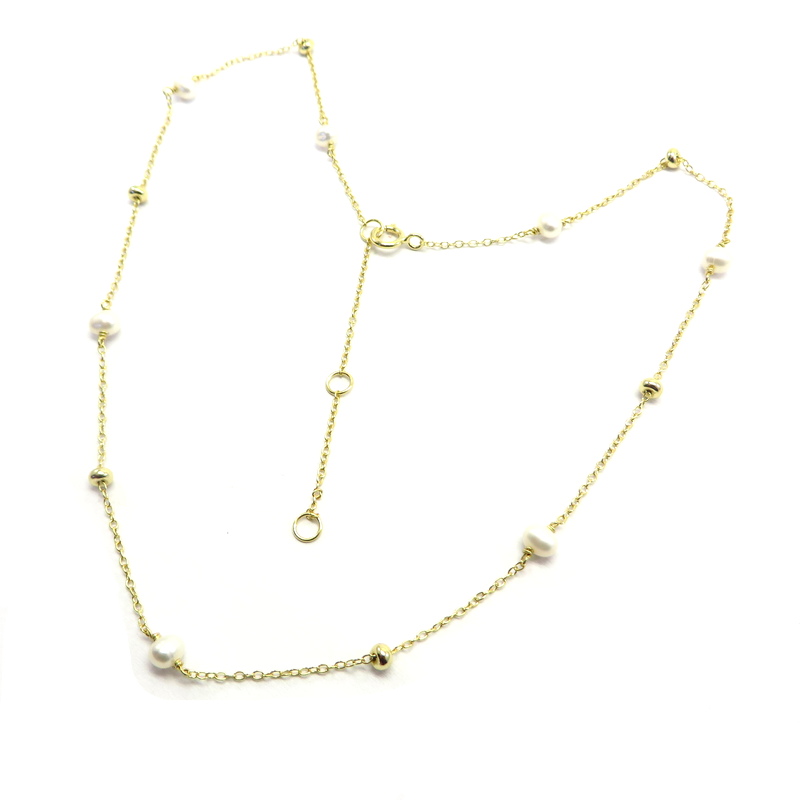 Gold Plated Silver Necklace with Freshwater Pearls