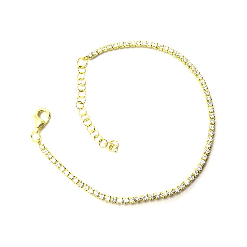 Gold Plated Sterling Silver Tennis Bracelet with Cubic Zirconia