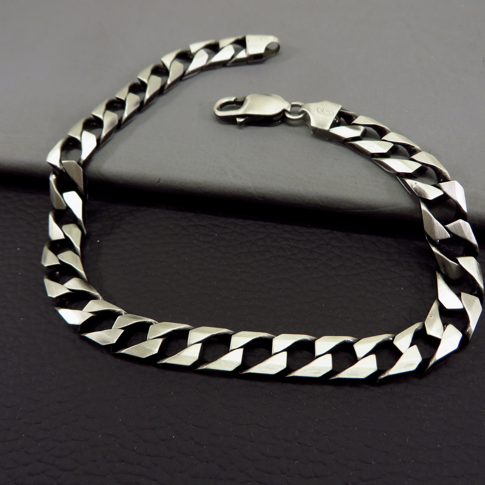 Men's Curb Bracelet Oxidized Finish