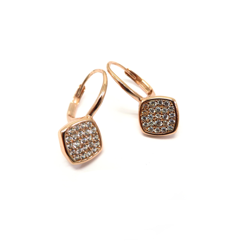 Rose Gold Plated Silver Earrings with Cubic Zirconia