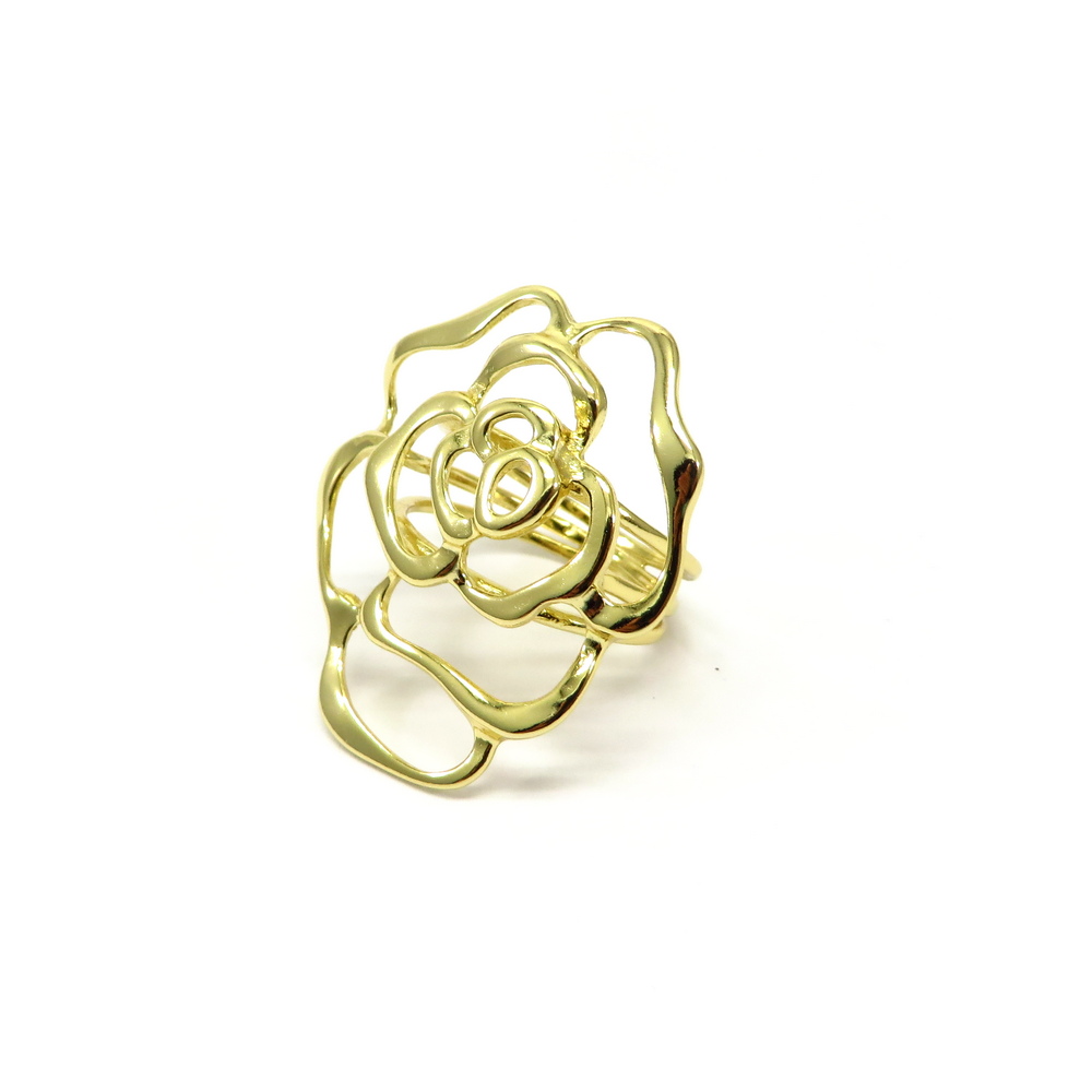 Gold Plated Silver Filigree Rose Ring