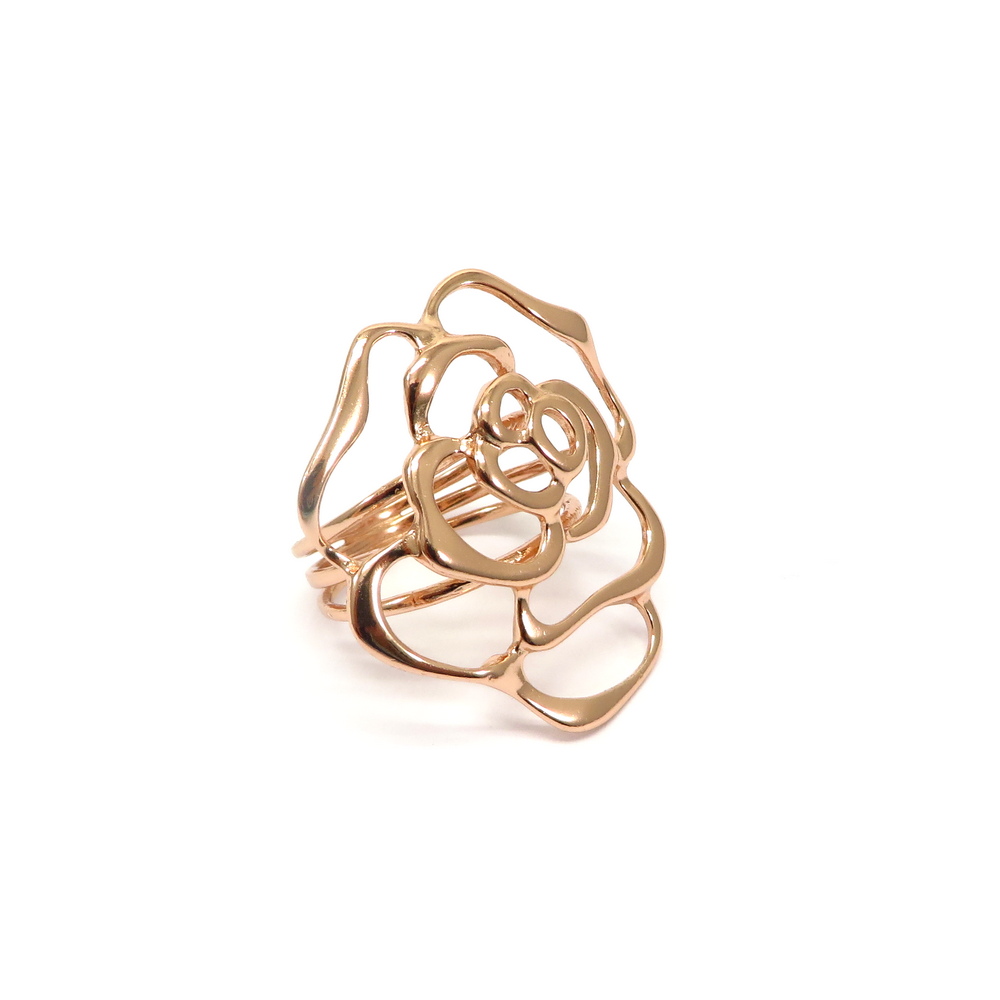 Rose Gold Plated Filigree Rose Silver Ring