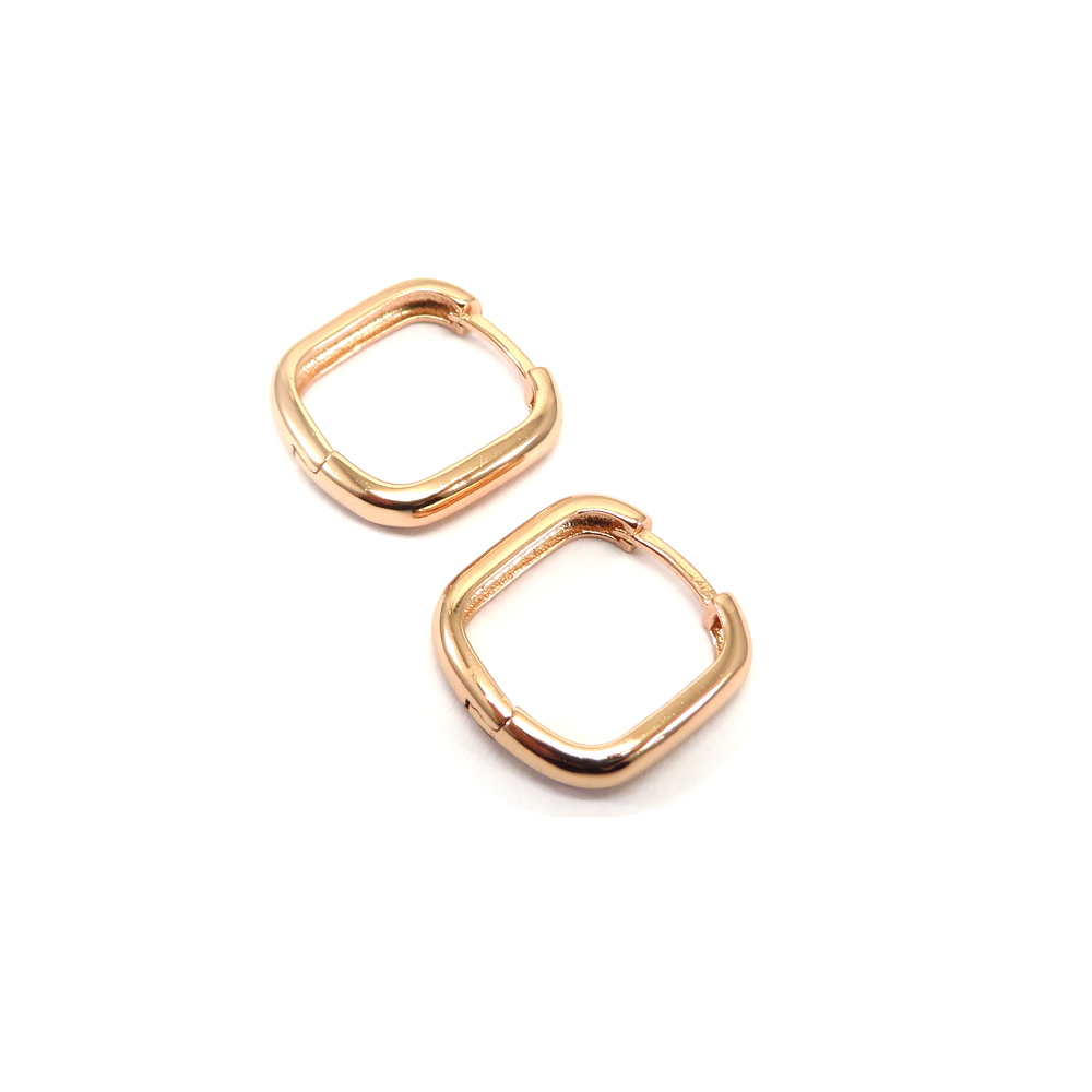 Rose Gold Plated Square Hoop Silver Earrings