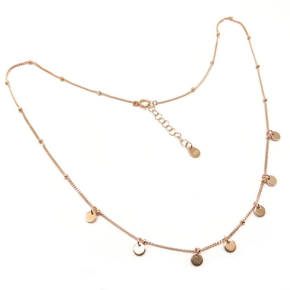 Rose Gold Plated Chain with Discs Silver Necklace