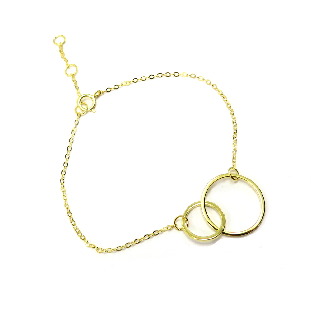 Gold Plated Double Circle Chain Silver Bracelet