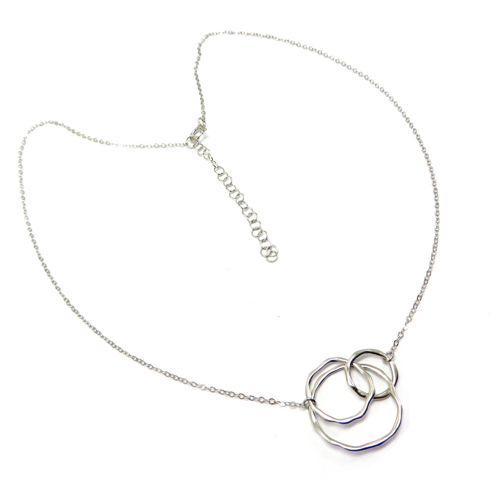 Triple Ring Silver Necklace