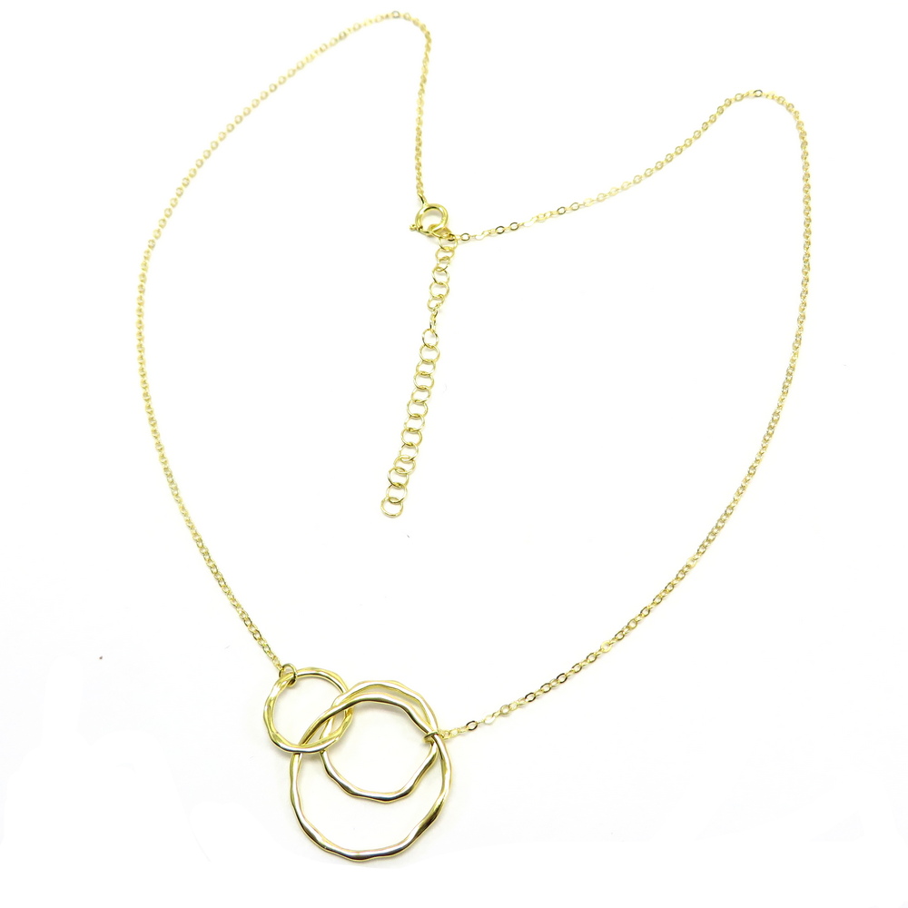 Triple Ring Gold Plated Silver Necklace